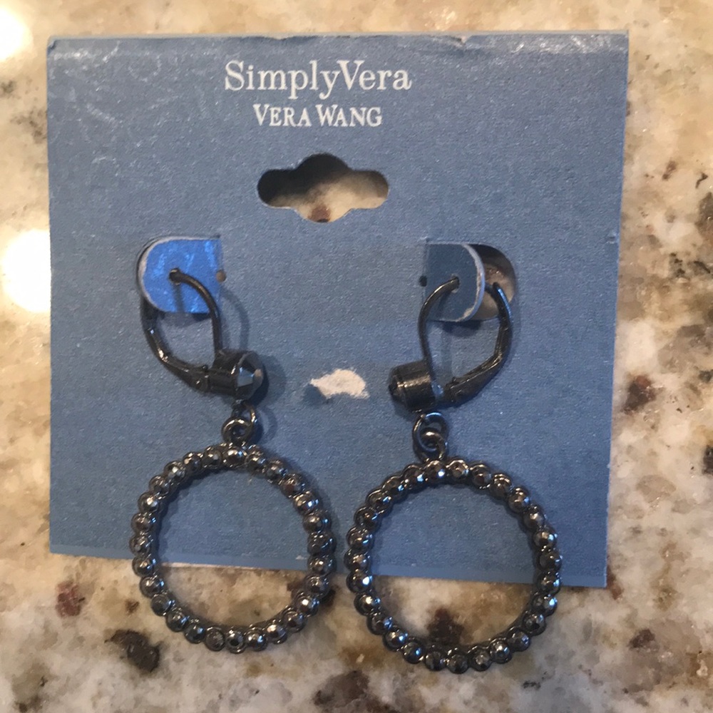 Dark Gray Metal Hoop Earrings